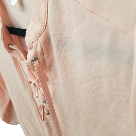 Decree Womens Sz M Peach Solid 3/4 Sleeve Blouse - Picture 3 of 9